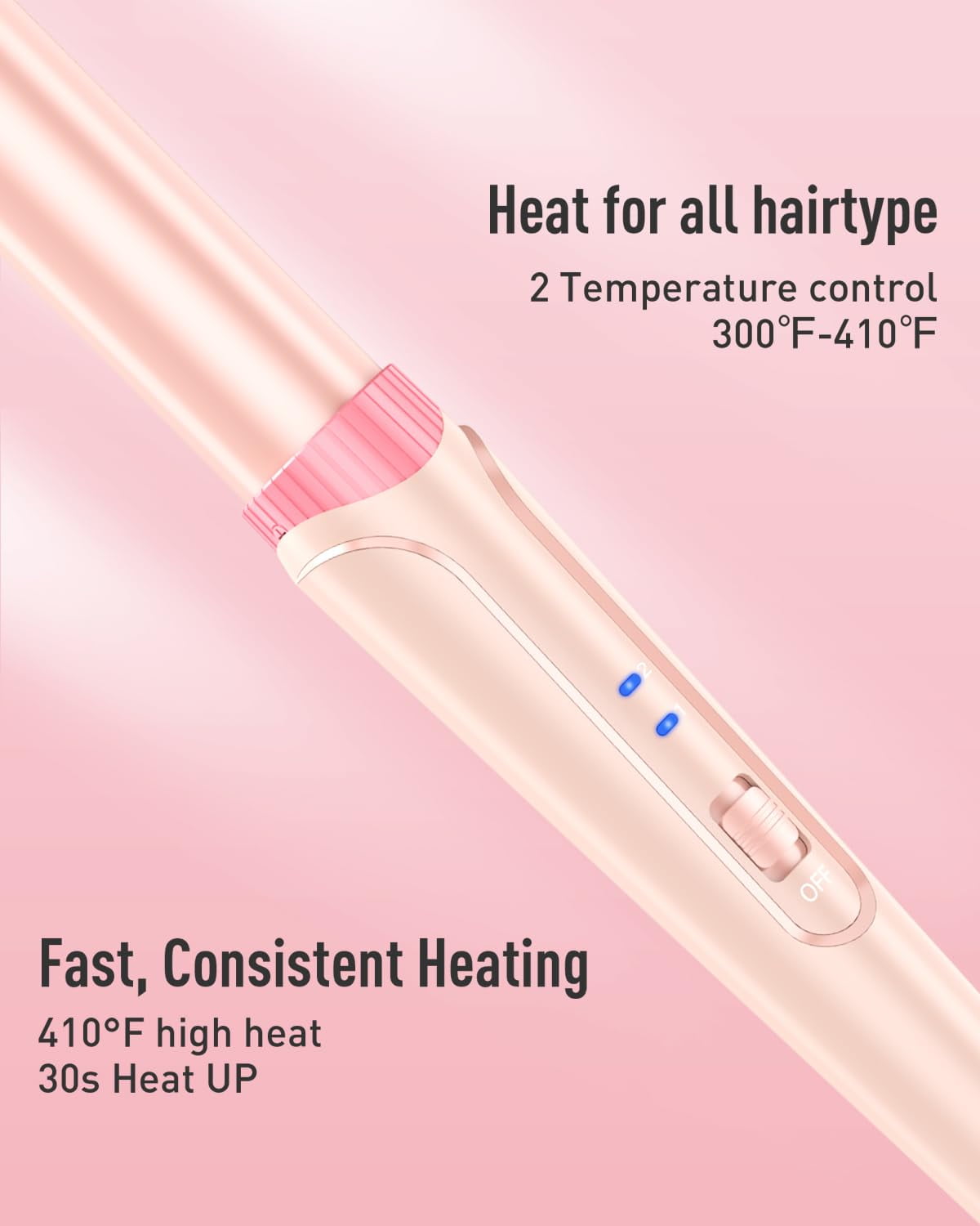 Curling Iron Wand, 5 in 1 Curling Wand Set with 3 Barrel Hair Crimper for Women, 0.35 to 1.25 Inch Interchangeable Ceramic Barrel, Fast Heating Hair Wand Curler in All Hair Type, Coral Pink