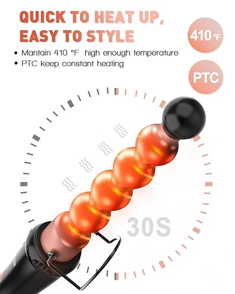 Phylian 5 in 1 Curling Wand Set, Curling Iron Wand 5Pcs 0.35 to 1.25 Inch Interchangeable Ceramic Barrel Heat Protective Glove 2 Clips Dual Voltage Hair Curler, Instant Heat Up for All Hair Types