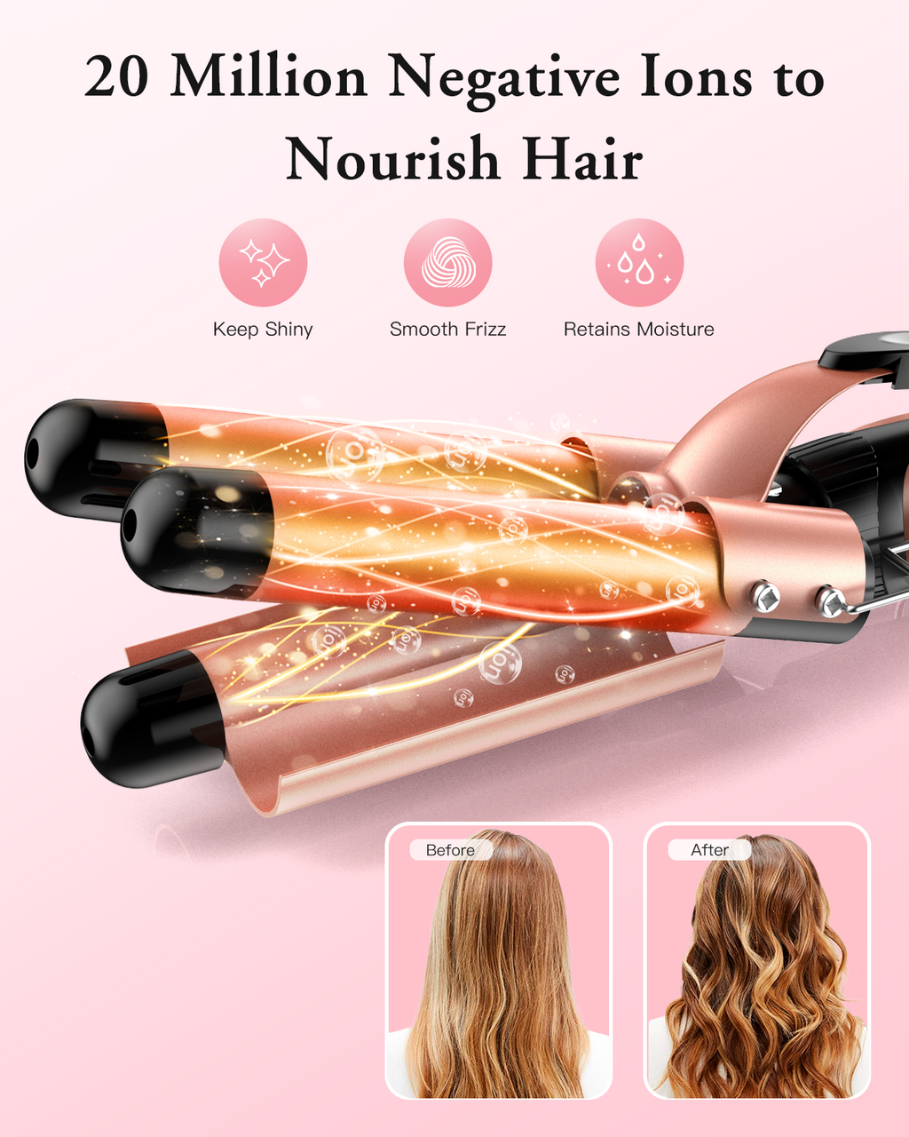 Phylian 5 in 1 Curling Iron, Curling Iron Set with Negative Ion Thermal Brush and 4 Interchangeable Ceramic Curling Irons (0.35“-1.5”), Fast Heating Crimper Hair Tool with Glove&2 Clips, Long Lasting Curls