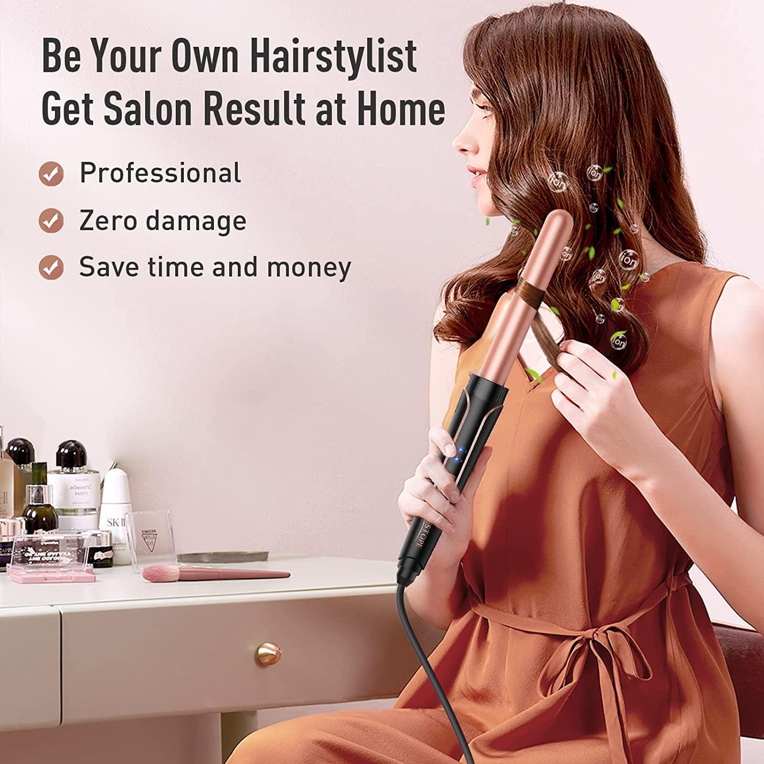 Phylian Curling Iron Wand, 5 in 1 Curling Wand Set with 3 Barrel Hair Crimper for Women, 0.35 to 1.25 Inch Interchangeable Ceramic Barrel, Fast Heating Hair Wand Curler in All Hair Type