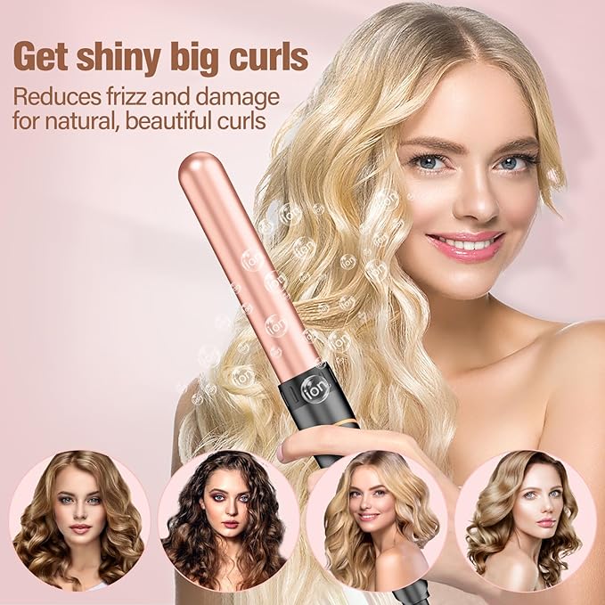 Phylian 5 in 1 Curling Iron Set,Curling Iron Wand with 3 Barrel Hair Crimper and 4 Interchangeable Ceramic Curling Wand(0.35"-1.25"), Contain Protective Glove & 2 Clips