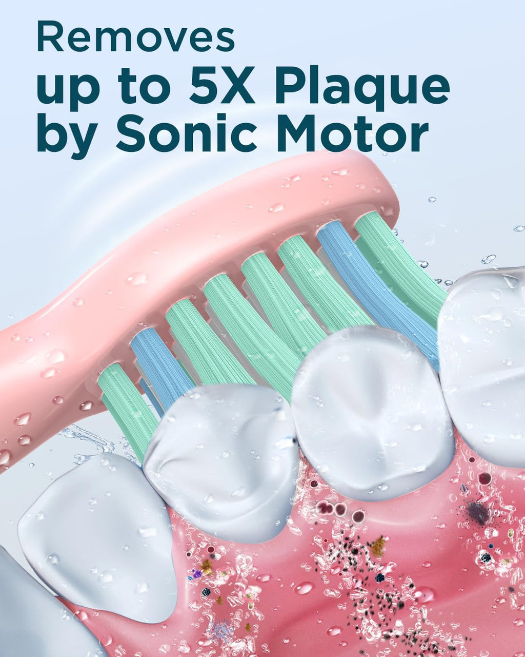 Phylian Sonic Electric Toothbrush for Adults, Rechargeable Electric Toothbrush with 8 Brush Heads for Kids Ages 12+ and Adults, Wireless Fast Charge, 5 Modes, 41,000 VPM Deep Clean, Pink