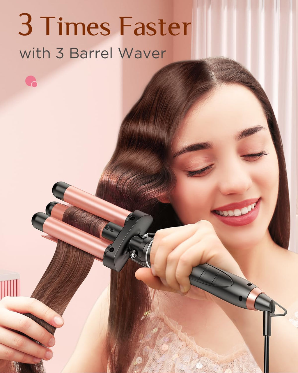 Phylian 5 in 1 Wand Curling Iron, Curling Wand Set with Interchangeable Ceramic Barrels (0.35"-1.25"), Set with Flat Iron Hair Straightener, Fast Heating, Dual Voltage Hair Curler, Black