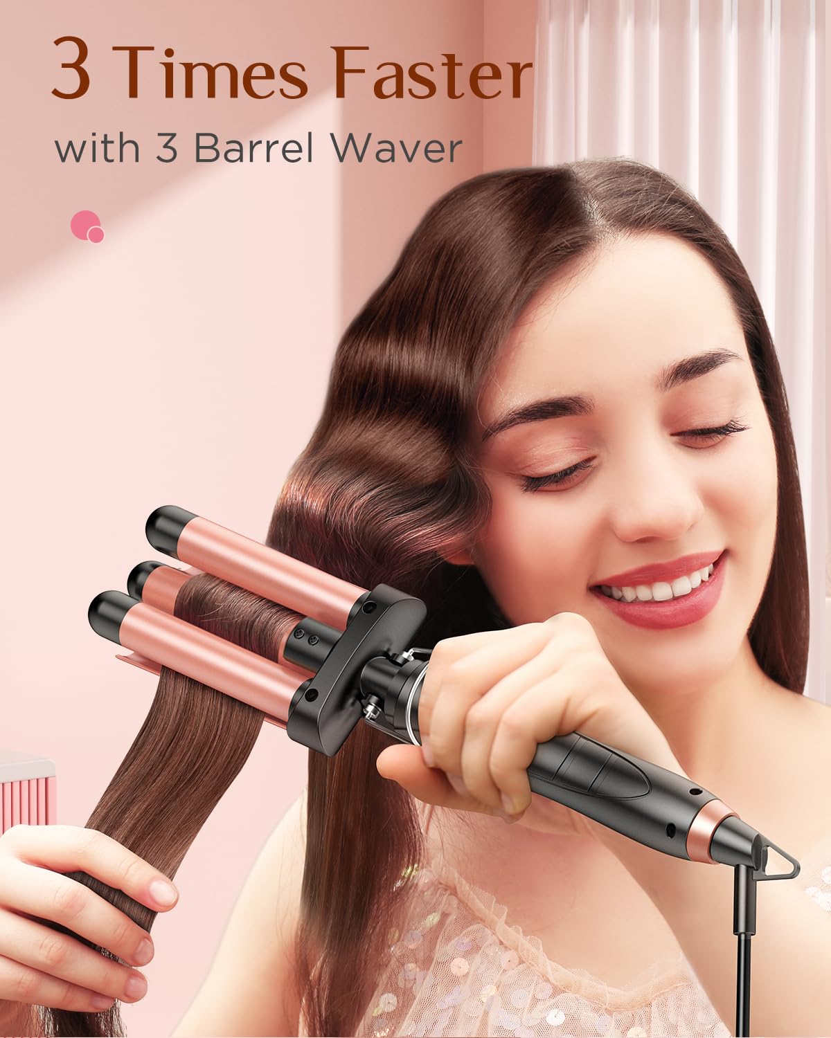 Phylian 5 in 1 Wand Curling Iron, Curling Wand Set with Interchangeable Ceramic Barrels (0.35"-1.25"), Set with Flat Iron Hair Straightener, Fast Heating, Dual Voltage Hair Curler, Black