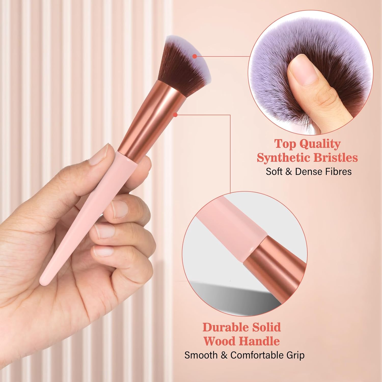 Phylian Makeup Brush Set, 20PCs Foundation Powder Concealers Eye shadows Blush Makeup Brushes, Foundation Brush Eyeshadow Brush Make up Brushes Set with Travel Case & 2 Powder Puff, Pink