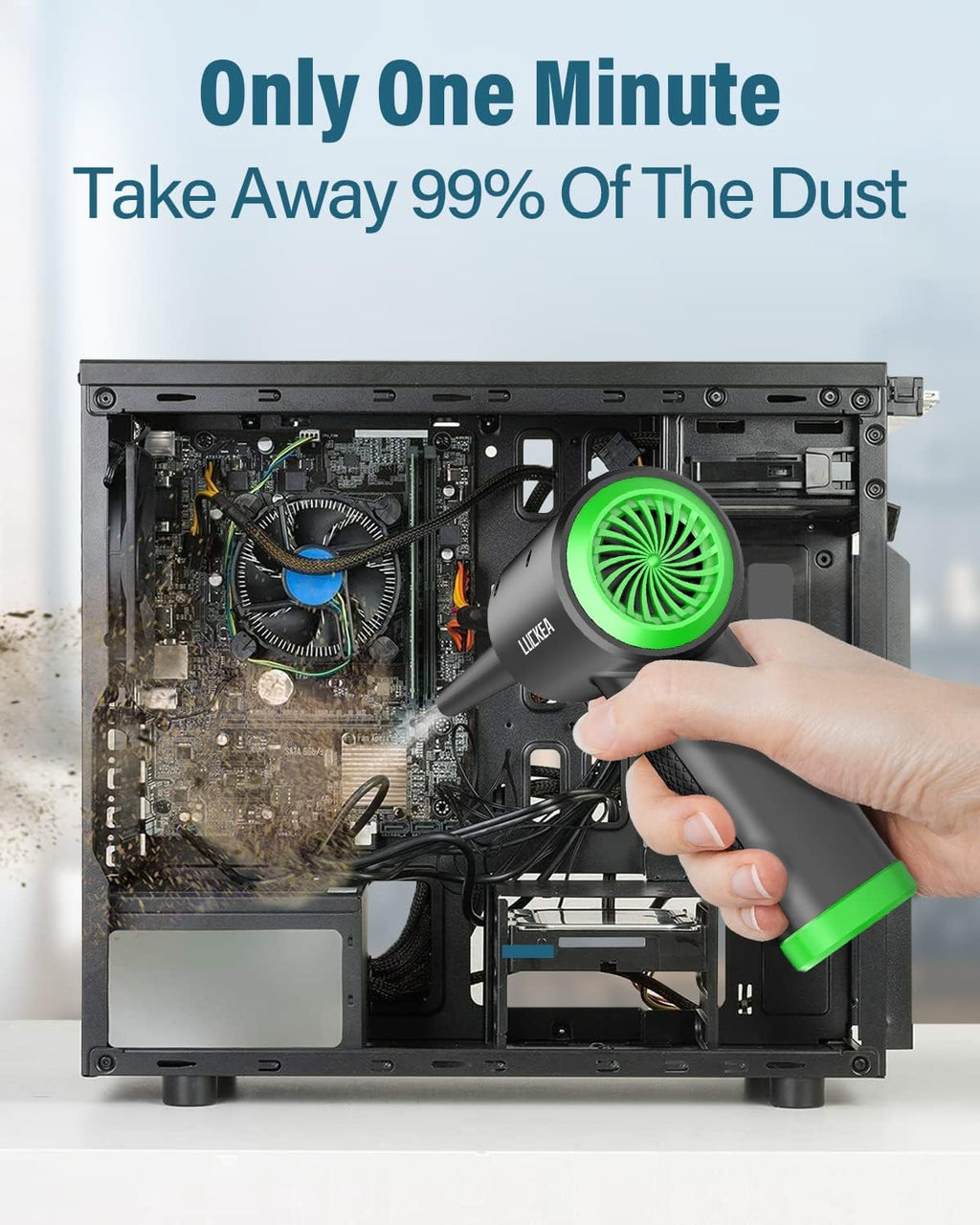 Phylian Compressed Air Duster, Rechargeable Electric Air Blower with 5 Nozzles & 3-Gear Adjustable Air Blower for PC, Laptop, Keyboard, Car, Home Cleaning