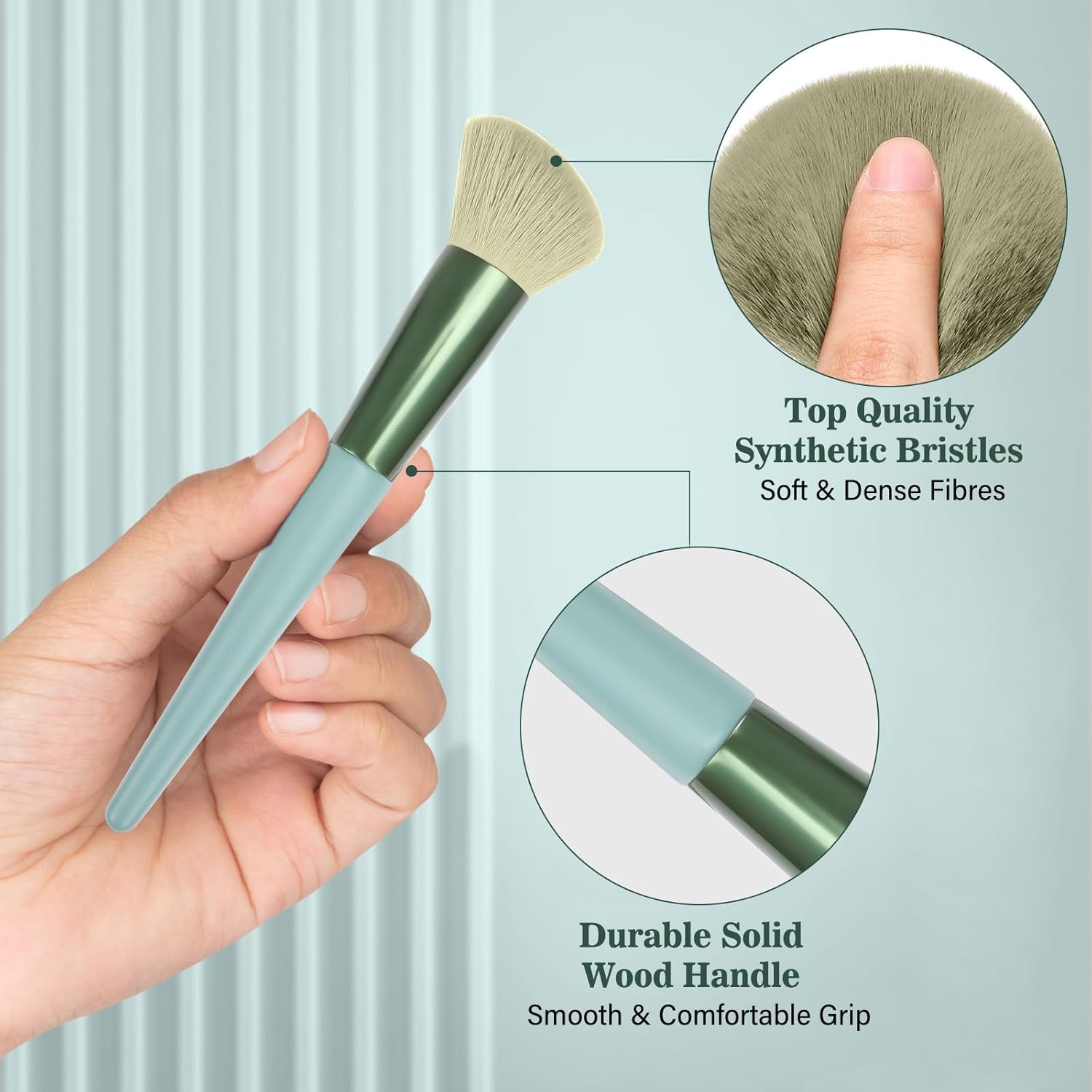 Phylian Makeup Brush Set, 20PCs Foundation Powder Concealers Eye shadows Blush Makeup Brushes, Foundation Brush Eyeshadow Brush Make up Brushes Set with Travel Case & 2 Powder Puff, Green