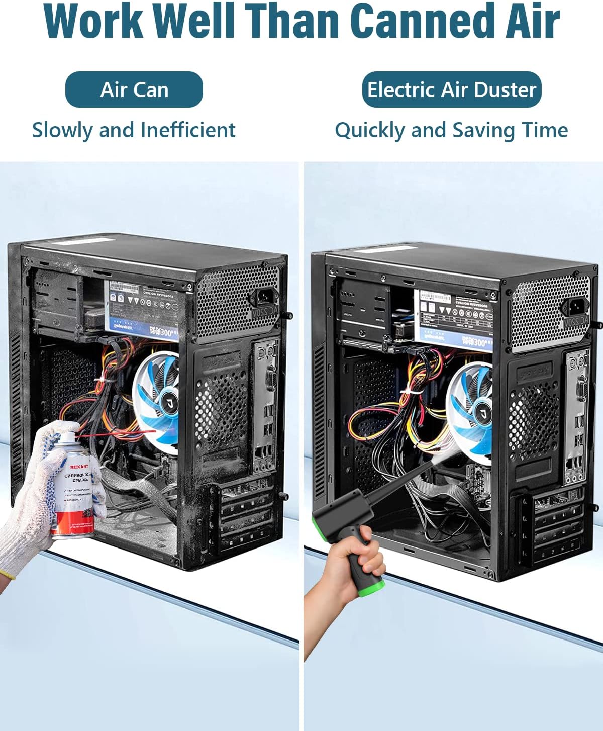 Phylian Compressed Air Duster, Rechargeable Electric Air Blower with 5 Nozzles & 3-Gear Adjustable Air Blower for PC, Laptop, Keyboard, Car, Home Cleaning