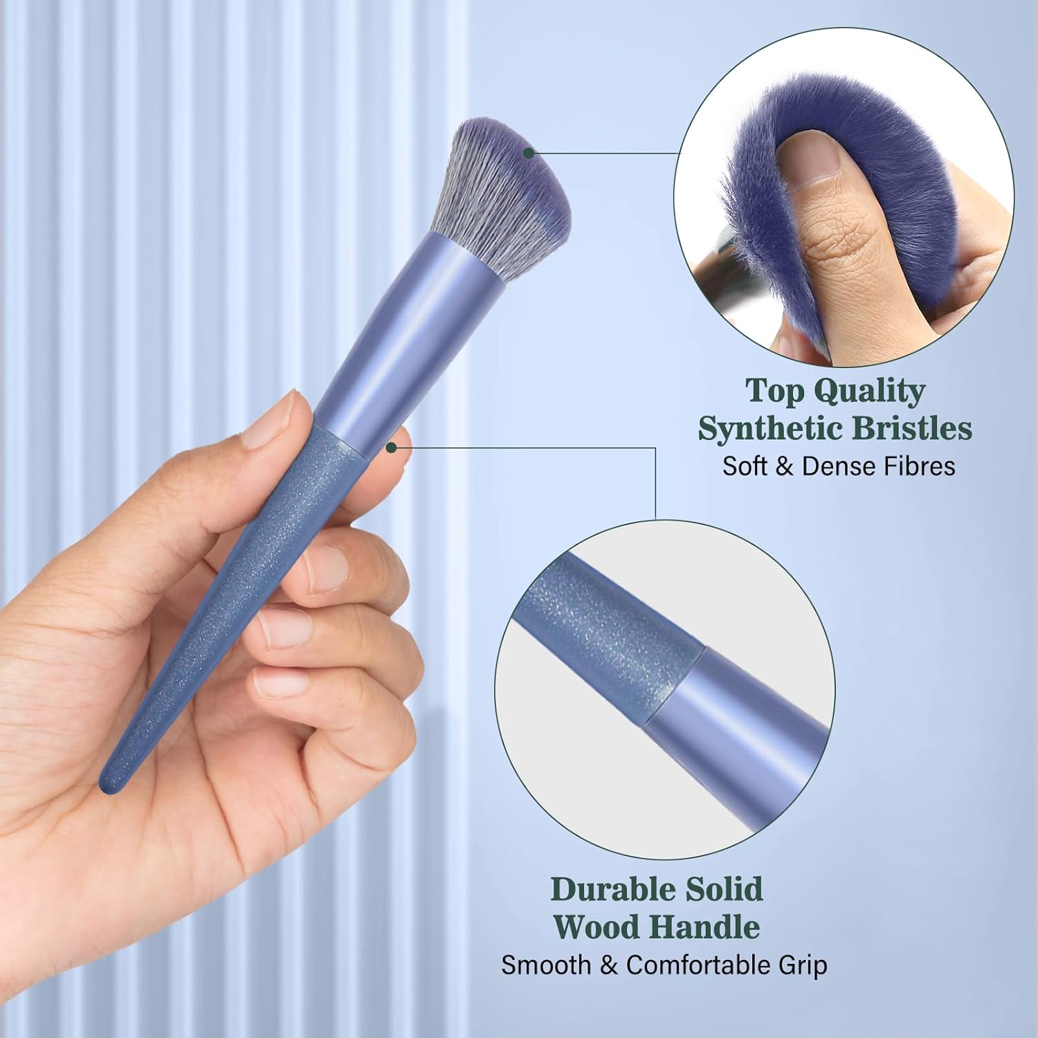 Phylian Makeup Brush Set, 20PCs Foundation Powder Concealers Eye shadows Blush Makeup Brushes, Foundation Brush Eyeshadow Brush Make up Brushes Set with Travel Case & 2 Powder Puff, Blue