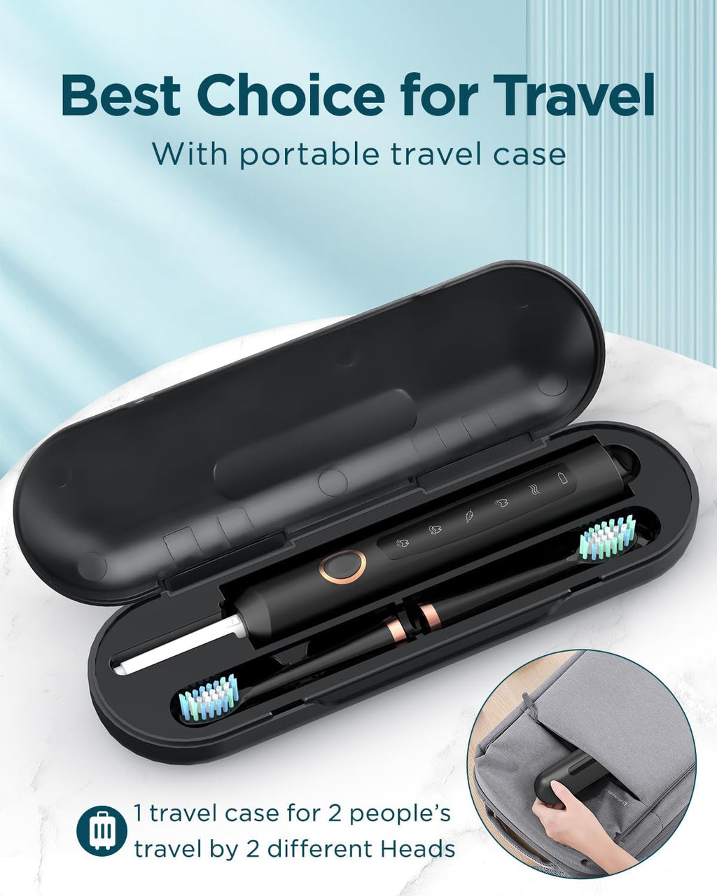 Phylian Sonic Electric Toothbrush for Adults, Rechargeable Electric Toothbrush with 8 Brush Heads for Kids Ages 12+ and Adults, Wireless Fast Charge, 5 Modes, 41,000 VPM Deep Clean, Black