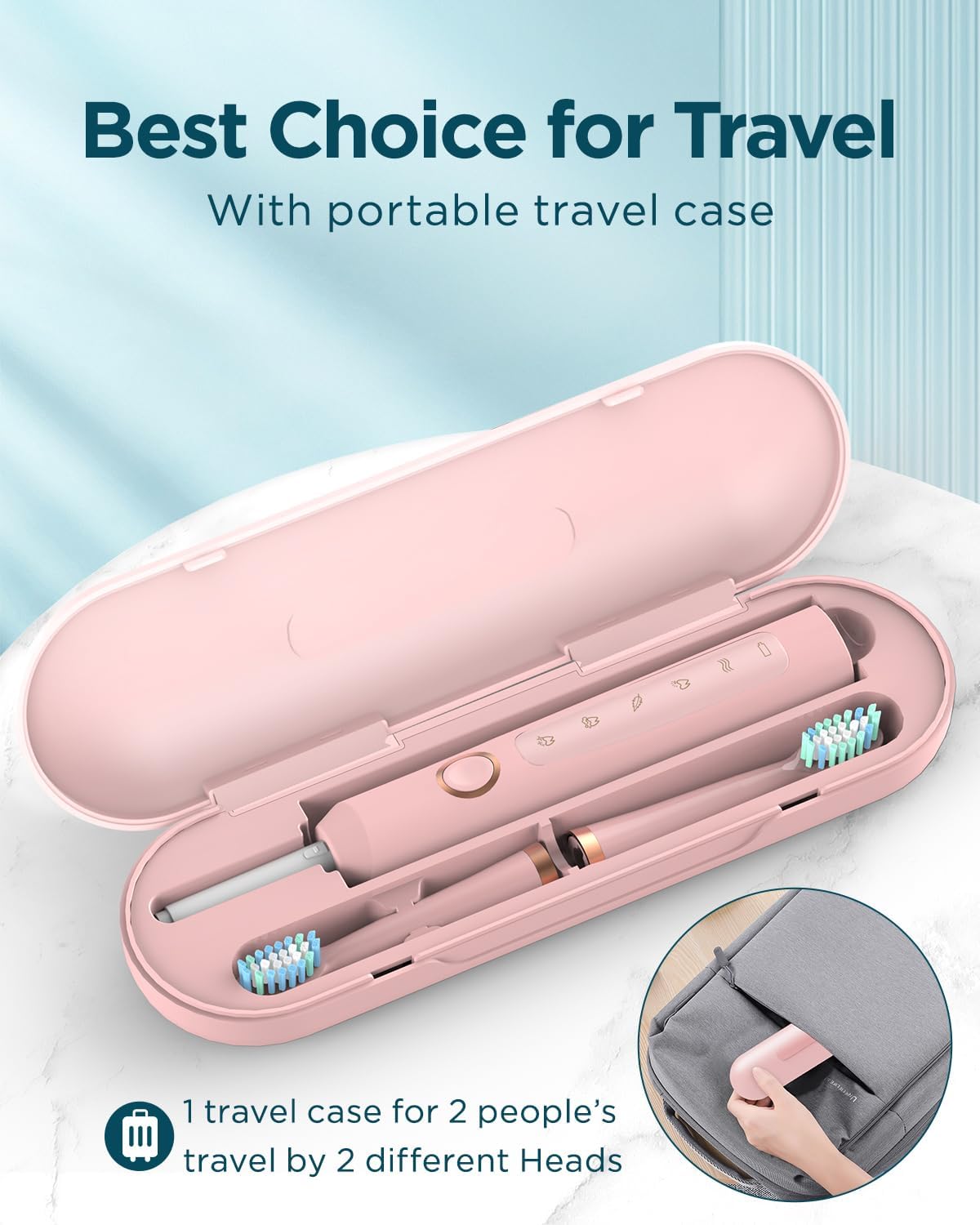 Phylian Sonic Electric Toothbrush for Adults, Rechargeable Electric Toothbrush with 8 Brush Heads for Kids Ages 12+ and Adults, Wireless Fast Charge, 5 Modes, 41,000 VPM Deep Clean, Pink