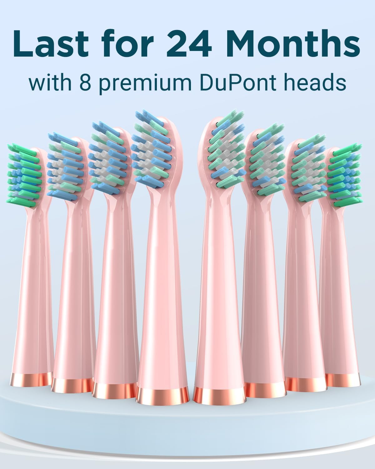 Phylian Sonic Electric Toothbrush for Adults, Rechargeable Electric Toothbrush with 8 Brush Heads for Kids Ages 12+ and Adults, Wireless Fast Charge, 5 Modes, 41,000 VPM Deep Clean, Pink