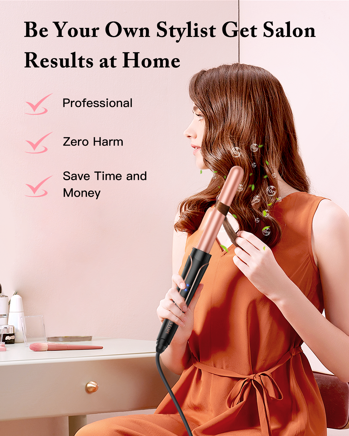 Phylian 5 in 1 Curling Iron, Curling Iron Set with Negative Ion Thermal Brush and 4 Interchangeable Ceramic Curling Irons (0.35“-1.5”), Fast Heating Crimper Hair Tool with Glove&2 Clips, Long Lasting Curls