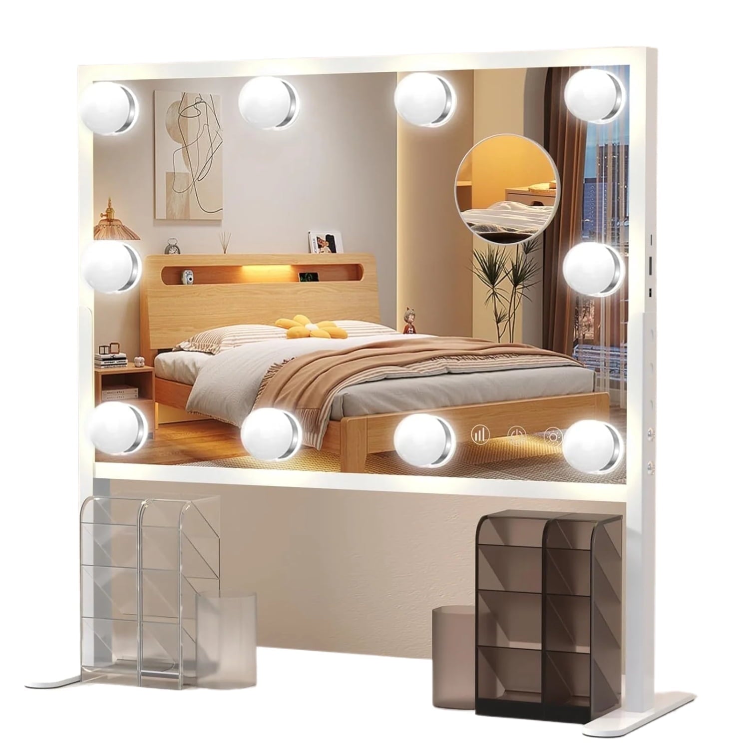 Phylian Rechargeable LED Makeup Mirror with 3 Color Modes USB Port Gift for Makeup and Skincare