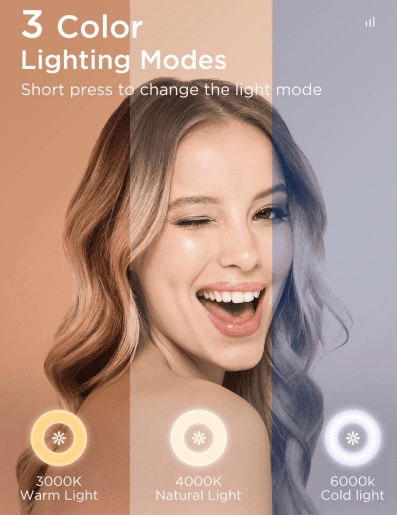 Phylian Rechargeable LED Makeup Mirror with 3 Color Modes USB Port Gift for Makeup and Skincare